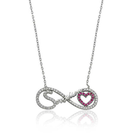 Gümüş Sevgilim Yazılı Sonsuzluk Kadın Kolye