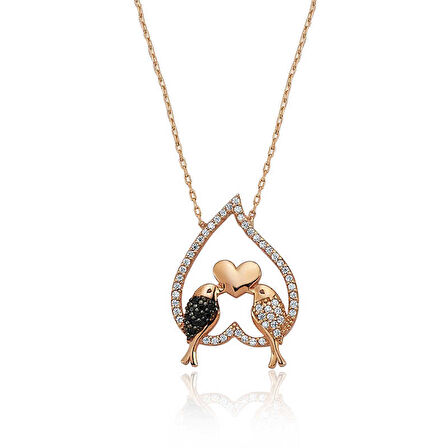 Gümüş Çifte Kumrular Kadın Kolye