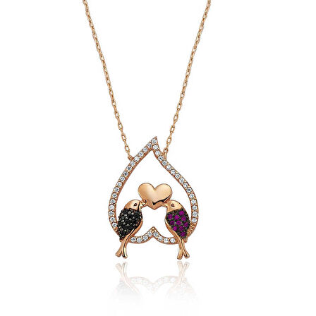 Gümüş Çifte Kumrular Kadın Kolye