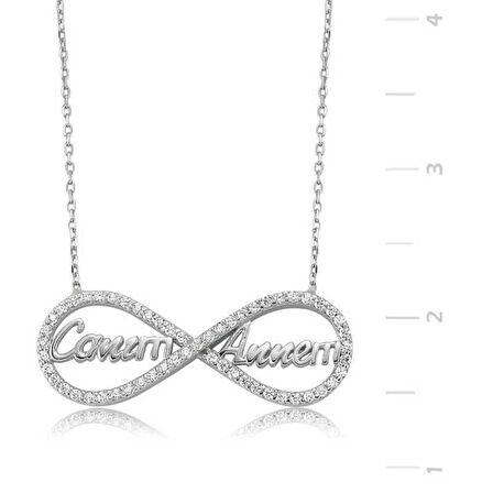 Gümüş Canım Annem Yazılı Sonsuzluk Kadın Kolye