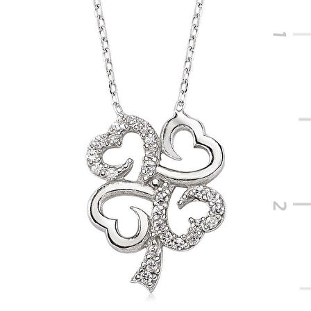 Gümüş Dört Yapraklı Yonca Kadın Kolye