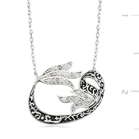 Gümüş Lale Vav Kadın Kolye