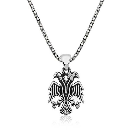 Gümüş Çift Başlı Kartal Erkek Kolye