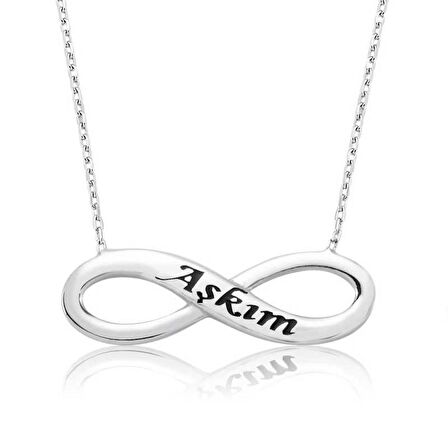 Gümüş Aşkım Yazılı Sonsuzluk Kadın Kolye