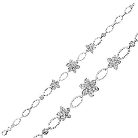Gümüş Çiçekli Kadın Bileklik