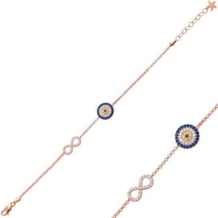 Gümüş Nazarlı Sonsuzluk Kadın Bileklik