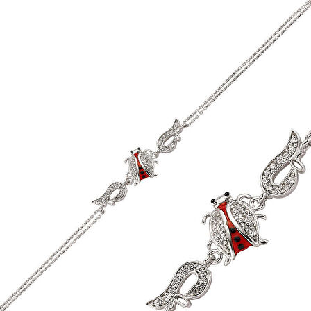 Gümüş Uğur Böceği Kadın Bileklik