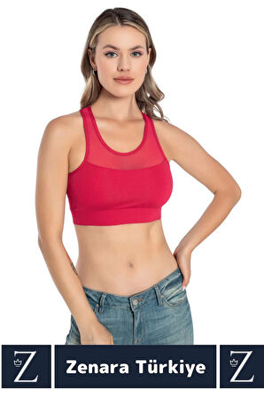 Yüksek Kalite Göğüs Toparlayıcı Sarkma Önleyen Spor Gündelik Kullanım Tül Detaylı Şık Crop Büstiyer