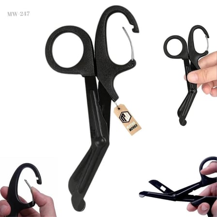 Taktik Süper Kesici Medikal Outdoor Askeri Av Tipi Karabinalı Makas Siyah MW247
