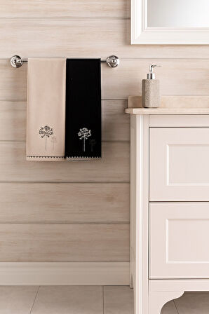 Özdilek Er-Se 2'li Kutulu El-Yüz Havlusu Bej-Siyah