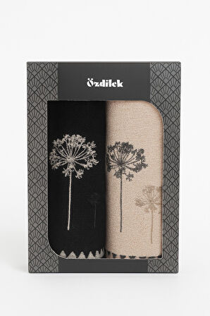 Özdilek Er-Se 2'li Kutulu El-Yüz Havlusu Bej-Siyah