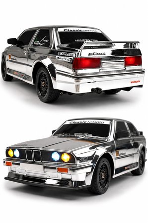 1/16 4WD 50 KM Hızlı E30 RC Drift Uzaktan Kumandalı Yedek Lastikli Oyuncak Drift Araba Gri