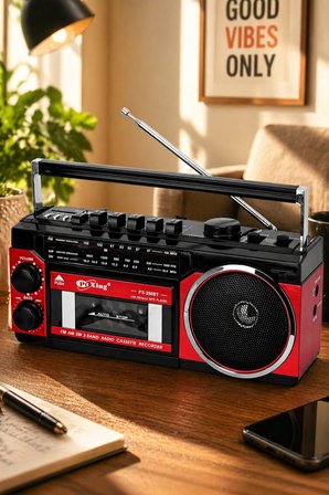 PuXing PX-250BT USB/SD Girişli Nostaljik Radyo Kasetçalar - Ses Kayıt Özellikli Bluetooth Hoparlör