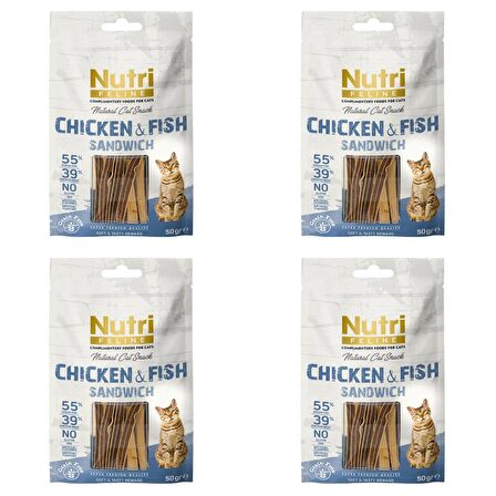 Nutri Feline Tahılsız 50 Gr Tavuk Balık Etli Sandvic Kedi Ödülü 4 Adet