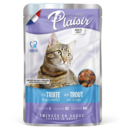 Plaisir 100Gr Pouch Trout and Shrimps Alabalık Karides Etli 4Adet Kedi Maması