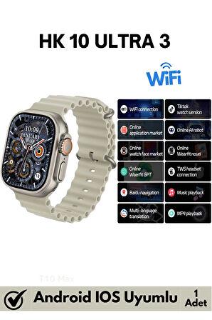 Premium Watch Wifi 3 Hk9/10 Wifi/Navigasyon/SMS/Bildirim/Application Destekli 4g Amoled Android Saat