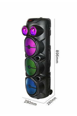 Hepu HP-974 Partybox Hoparlör 20W Güç 3 x 8 Woofer RGB Işık Efektleri Kablosuz Mikrofonlu