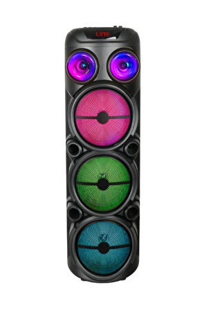 Hepu HP-974 Partybox Hoparlör 20W Güç 3 x 8 Woofer RGB Işık Efektleri Kablosuz Mikrofonlu