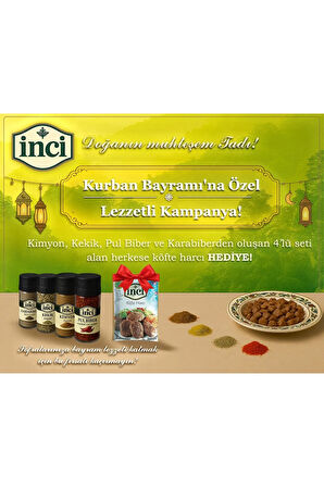İnci Baharat - 4'lü Baharat Seti Cam Kavanoz (Pulbiber,Kekik,Karabiber,Kimyon) + Köfte Harcı Hediyeli