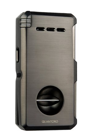 Quantoro Çift Torch Pürmüz V-Cut/Delicili/İğneli Gunmetal Metal Puro Çakmağı - TRZ1091