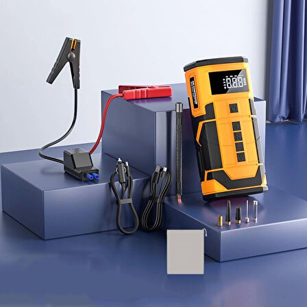 Auhma A5577 Hava Pompası Güç Bankası Araç Akü Start 8000mAh14.8V 150PSI Şarj Cihazı