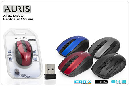 Mouse Kablosuz Auris ARS-MW01 Kırmızı