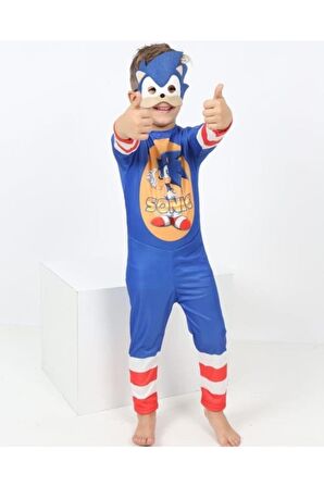 Baskılı Kirpi Sonic Kostümü - Sonic the Hedgehog Costum - Sonic Cosplay