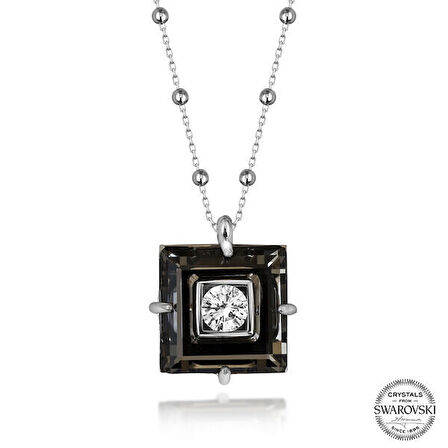 Crystal Taşlı  Top Zincir Yıldız 925 Ayar Gümüş Kolye