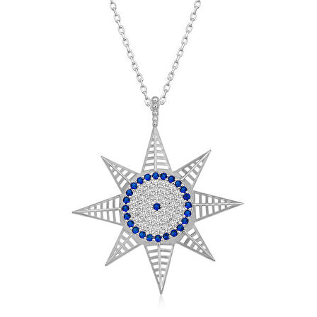 Nazar Boncuklu Yıldız 925 Ayar Gümüş Kadın Kolye