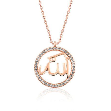Rose Arapca Allah Muhammet Yazılı 925 Ayar Gümüş Kolye