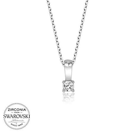 Taşlı Tek Taş 925 Ayar Gümüş Kolye