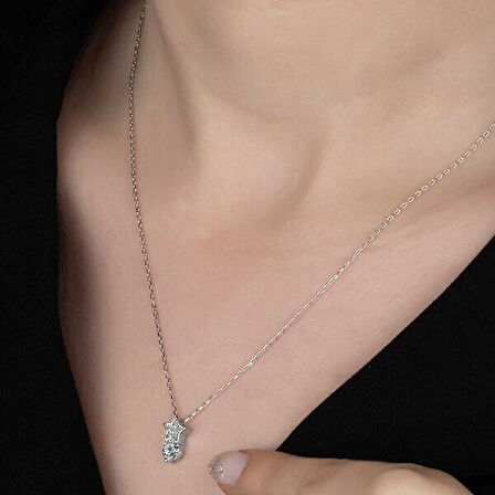 Taşlı Yıldız Taş 925 Ayar Gümüş Kolye