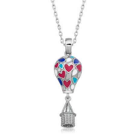 Kapadokya Balonu 925 Ayar Gümüş Kadın Kolye