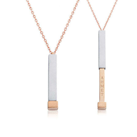 Rose Kişiye Özel İsim Yazılabilen  925 Ayar Gümüş Kadın Kolye