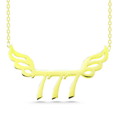 Gold 777 Şans Melek Kanatlı Melek Sayısı  925 Ayar Gümüş Kolye