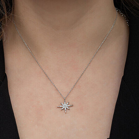 Kutup Yıldızı 925 Ayar Gümüş Kadın Kolye