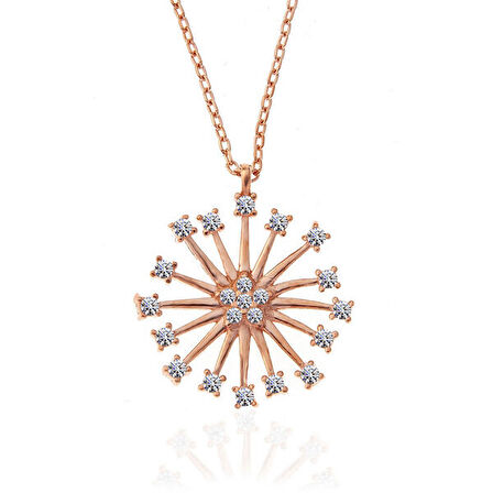 Rose Çiçek 925 Ayar Gümüş Kadın Kolye