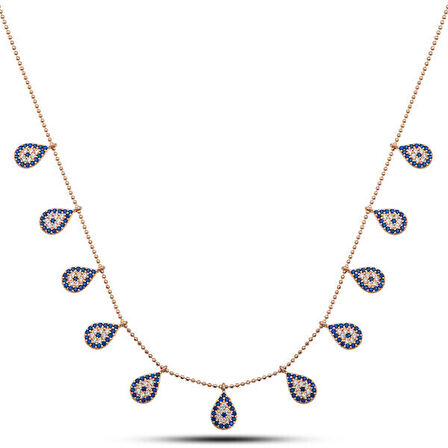 Rose Nazarlı Damla 925 Ayar Gümüş Kadın Kolye