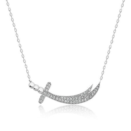 Zirkon Taşlı Zülfikar 925 Ayar Gümüş Kadın Kolye