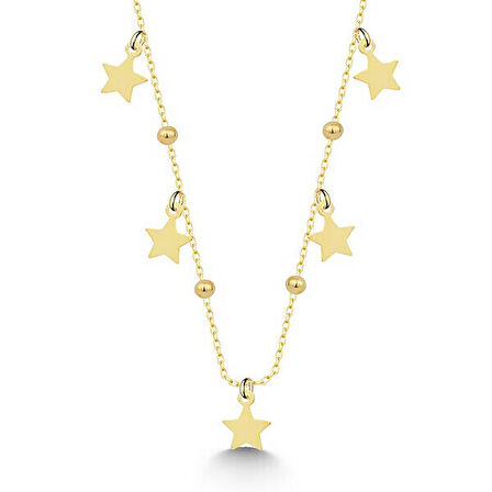 Gold Yıldızlar 925 Ayar Gümüş Kadın Kolye