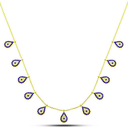 Gold Damla Nazarlı 925 Ayar GümşüşKadın Kolye