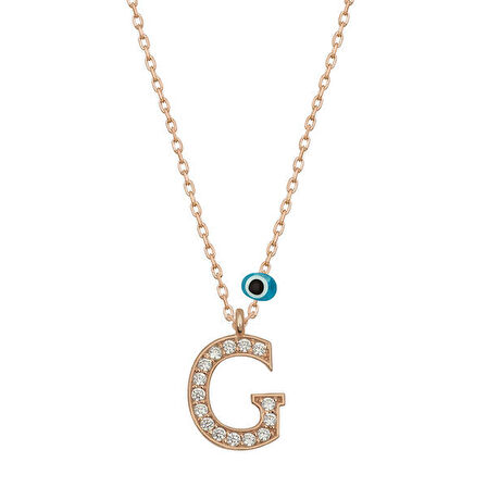 G Harfi Rose  925 Ayar Gümüş Kadın Kolye