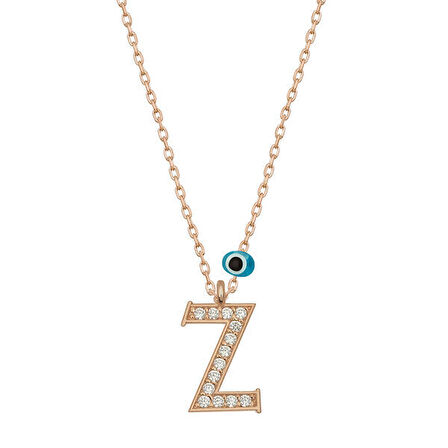 Z Harfi Rose  925 Ayar Gümüş Kadın Kolye