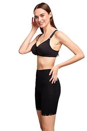 Kom Basic Dantel Detaylı Paçalı Siyah Külot 