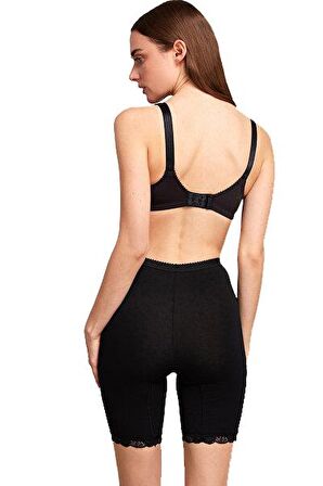 Kom Basic Dantel Detaylı Paçalı Siyah Külot 