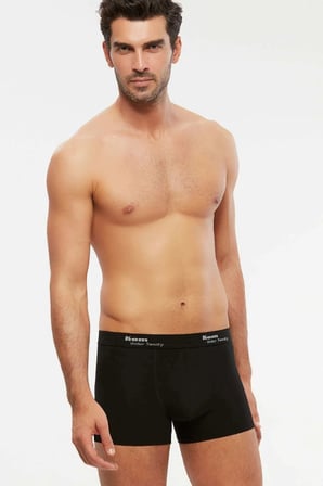 Tight Pamuklu 2'li Siyah Erkek Boxer