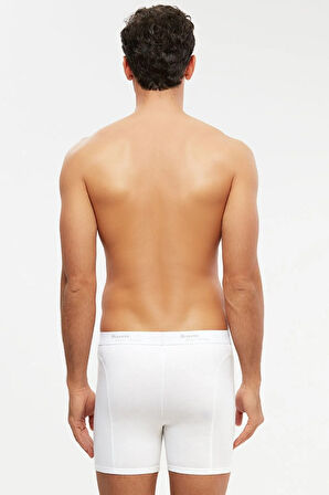 Long Çift Düğmeli Uzun Erkek Boxer Beyaz