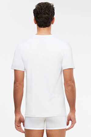 Hulio Bisiklet Yaka 2 Li Erkek Tshirt Beyaz