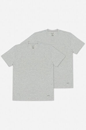 James Bisiklet Yaka 2 Li Erkek Tshirt Gri