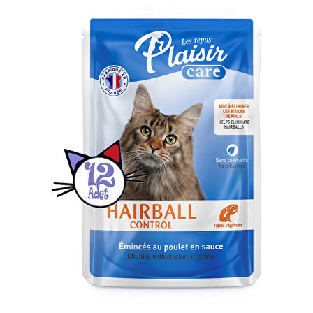 Plaisir Care 85Gr Pouch Hairball Control - Tüy yumağı Kontrol 12Adet Yaş Kedi Maması